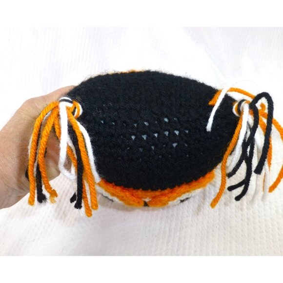 Handmade Crochet Owl Plushie In Black Orange & White With Tassel Ears - Cute & Q - Picture 6 of 8